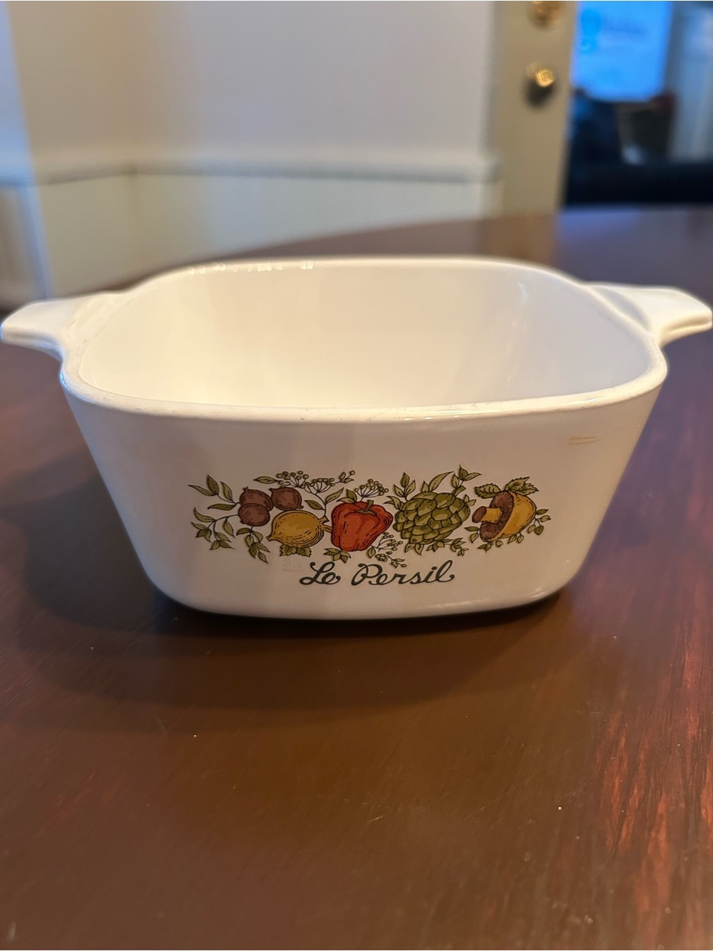 White Ceramic Serving Dish with Fruit Motif